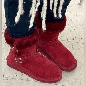 Leather LAMO soft leather boots with faux fur   buckles on sides